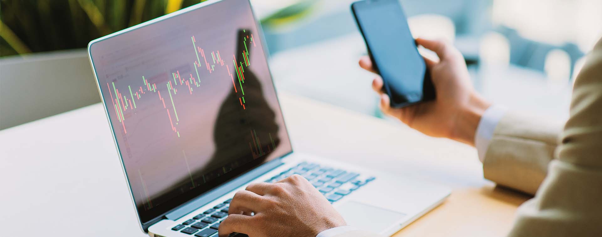 Businessman analyzing stock graph