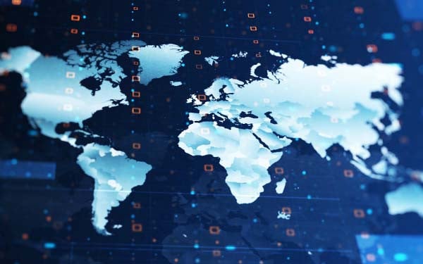 Digital composite image of a world map