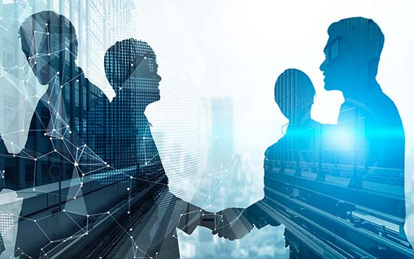 Silhouette view of business people team in group meeting