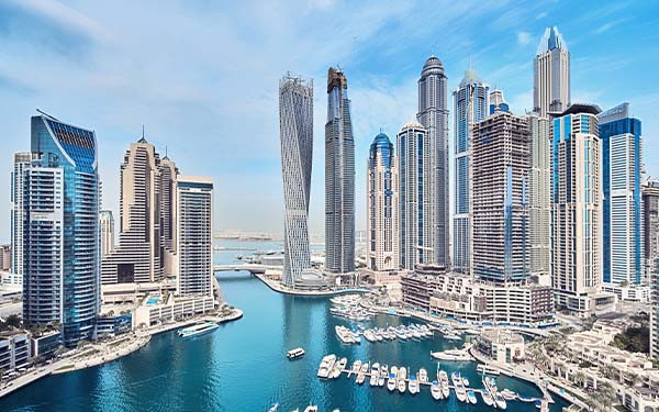 Dubai Marina City Skyline in the United Arab Emirates