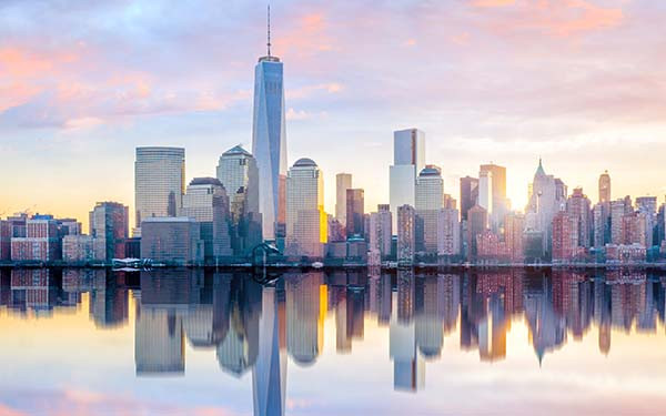 Aerial view of New York City skyline with Central Park and Manhattan, USA