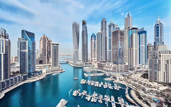 Dubai Marina City Skyline in the United Arab Emirates