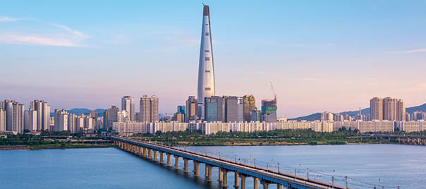 Seoul Subway and Seoul City Skyline, South korea