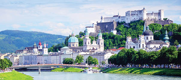Panoramic view of Salzburg, Austria. Composite photo