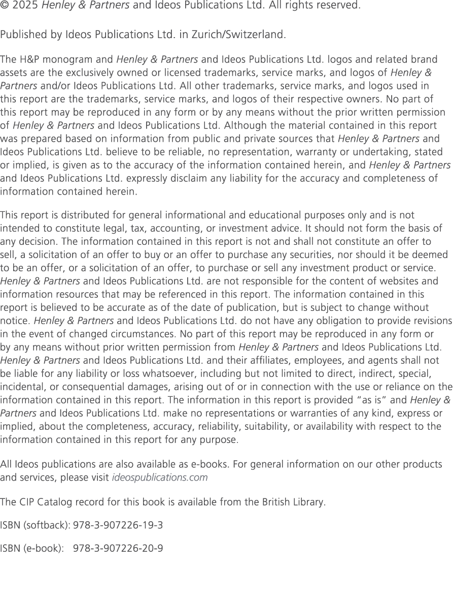 © 2025 Henley & Partners and Ideos Publications Ltd. All rights reserved. Published by Ideos Publications Ltd. in Zur...