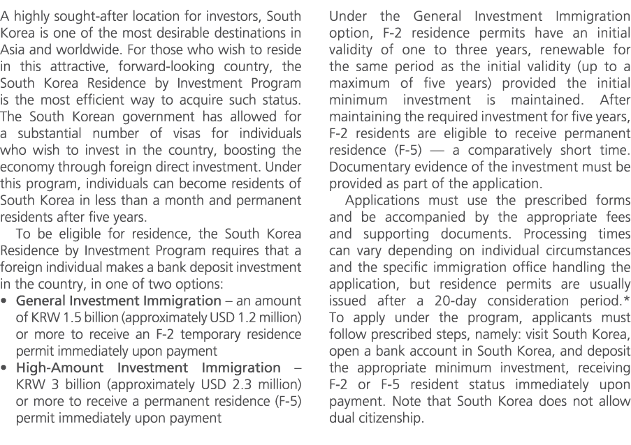 A highly sought after location for investors, South Korea is one of the most desirable destinations in Asia and world...